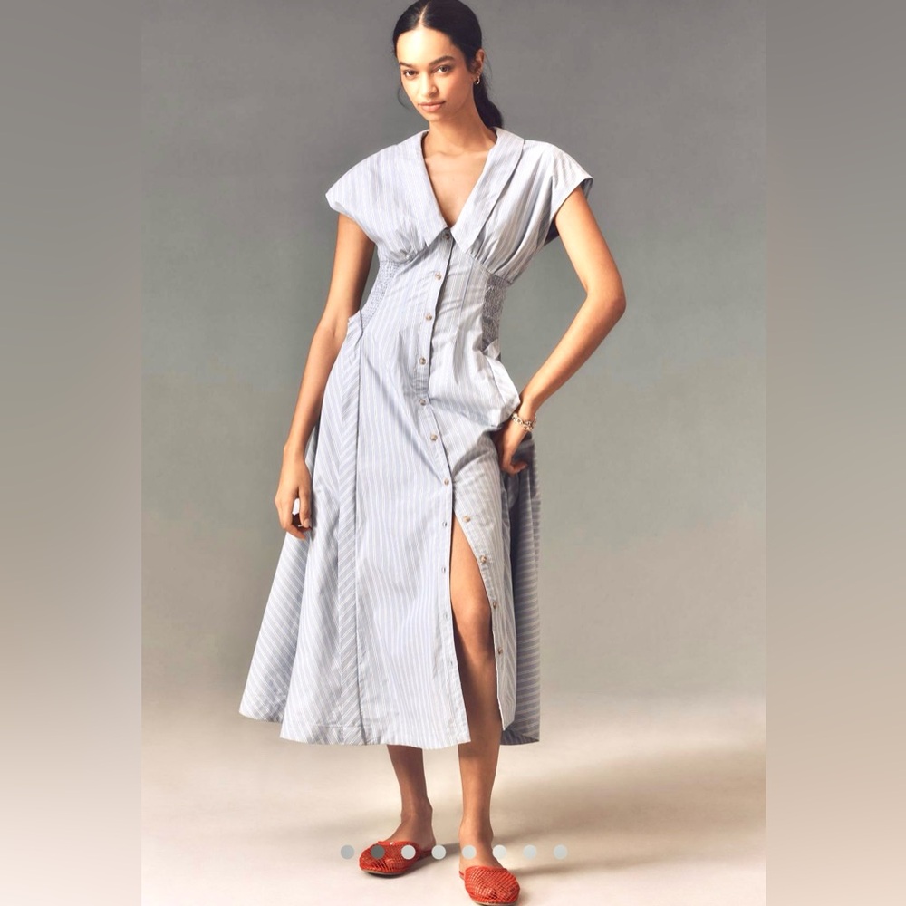 Anthropologie Blue Striped Midi Dress NWT